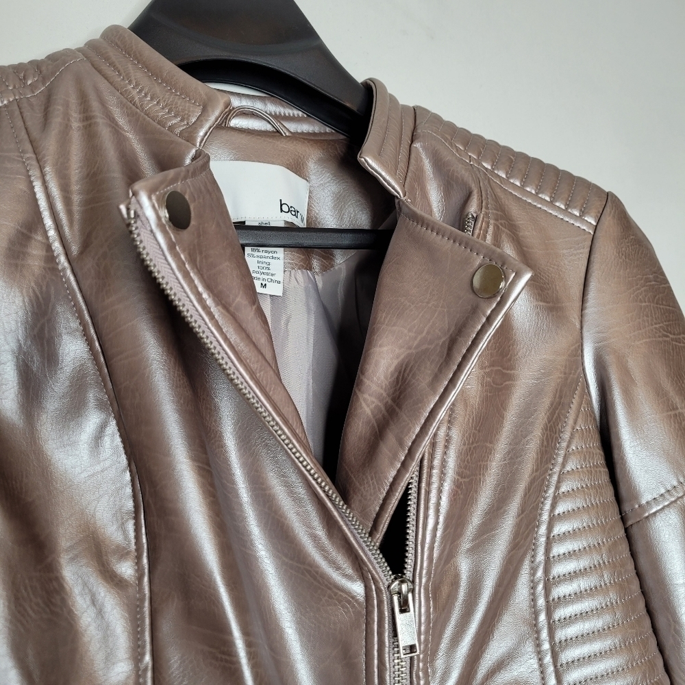 Bar III Rose Gold Quilted Moto Jacket - Picture 7 of 16